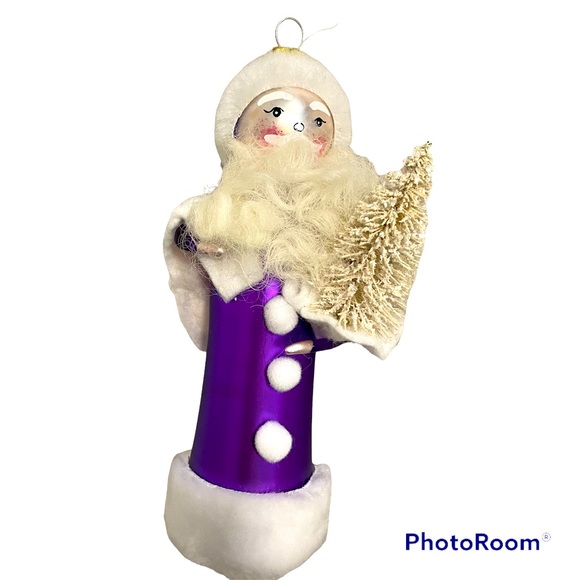 Department 56 Beaux Arts Santa Claus with Tree Glass Christmas Ornament Boxed - Picture 1 of 6